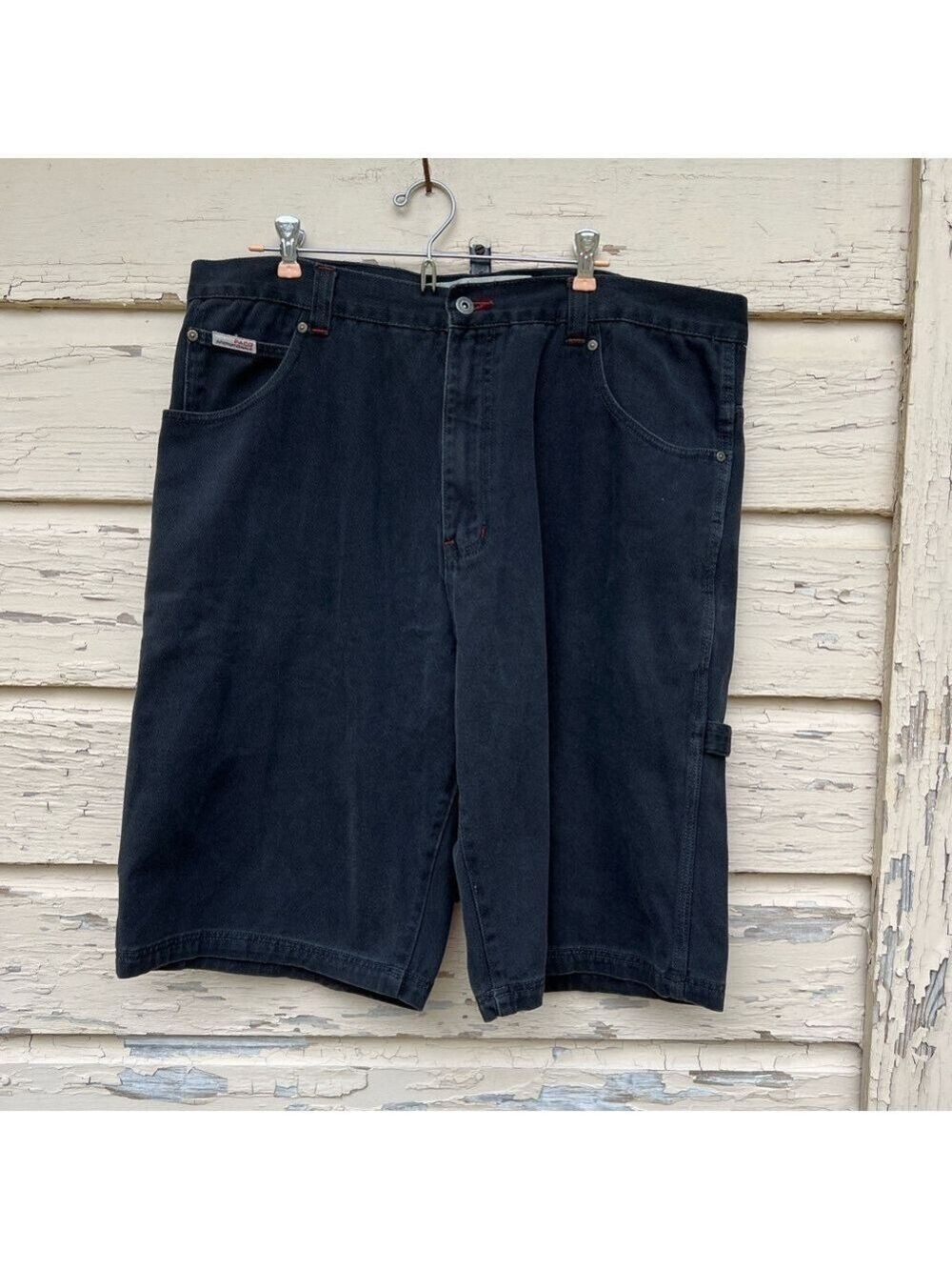Vintage 90s Y2K Paco Black Jeans Wide Leg Grunge Baggy Skater Denim Shorts 40